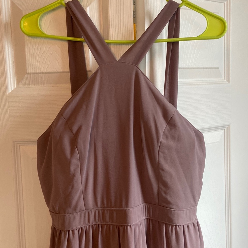 Lulu’s Sz L Air of Romance Taupe Maxi Dress